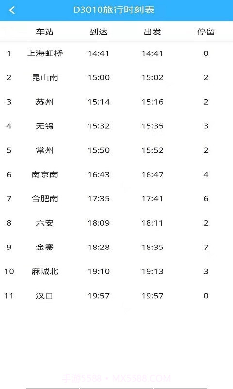 旅程时刻表截图3