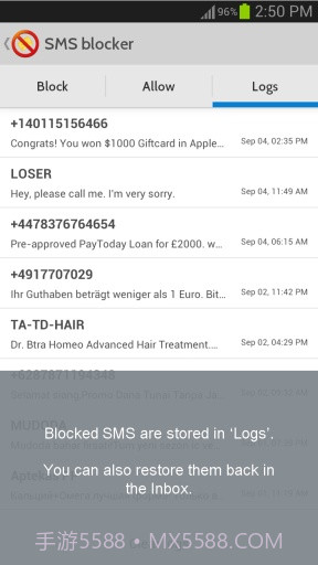 短信阻止 sms Blocker by Optinno截图1 短信阻止 sms Blocker by Optinno截图1